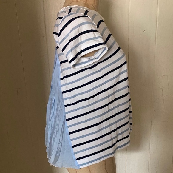 Sacai Tops - SACAI LUCK sz 1 US sz XS Striped Pocket Tee Blue